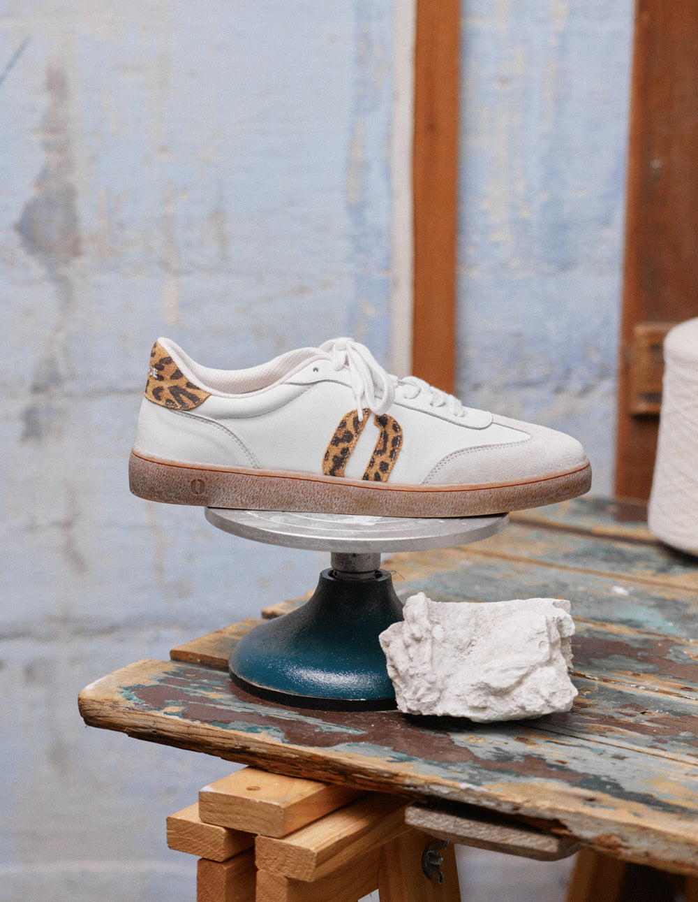 Baskets basses Lucia - Blanc et léopard