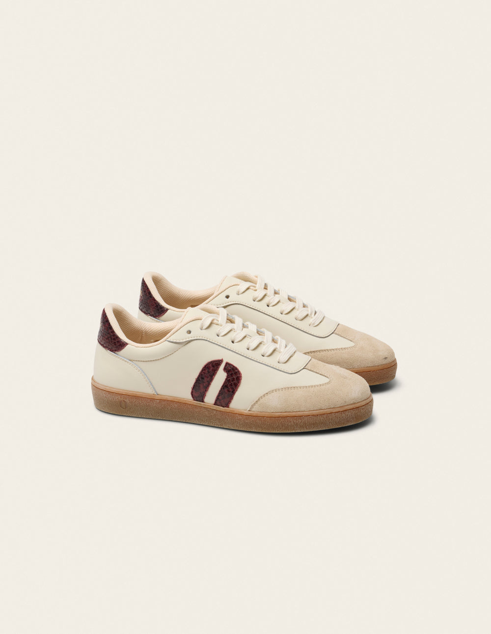 Baskets Lucia - Écru python bordeaux