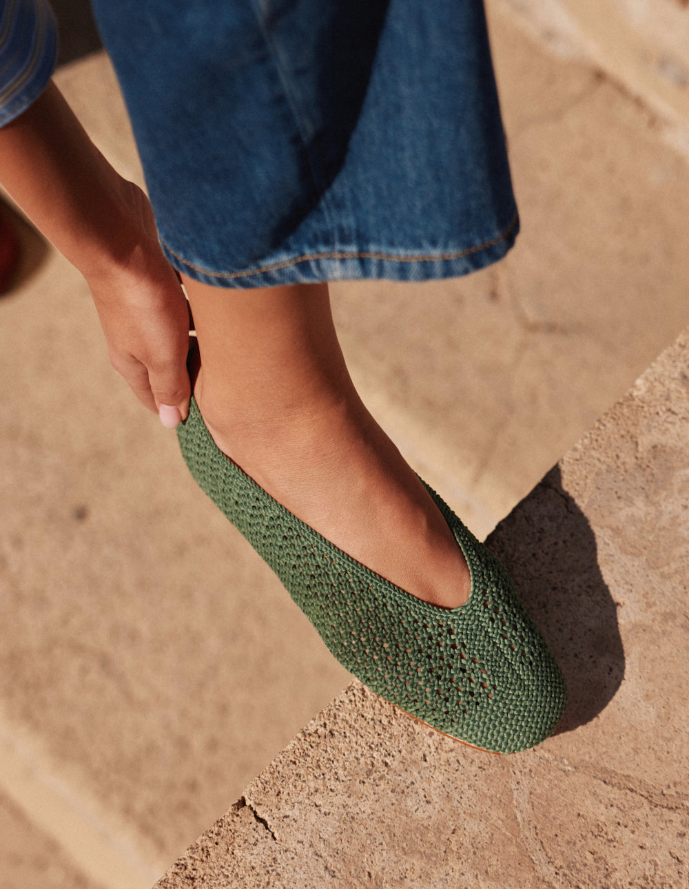 Mahi Ballet flats - Green Braided