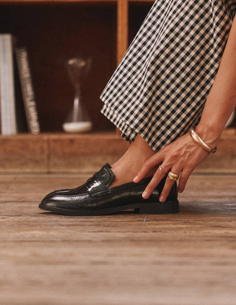 Mocassins Mako - Cuir plissé noir