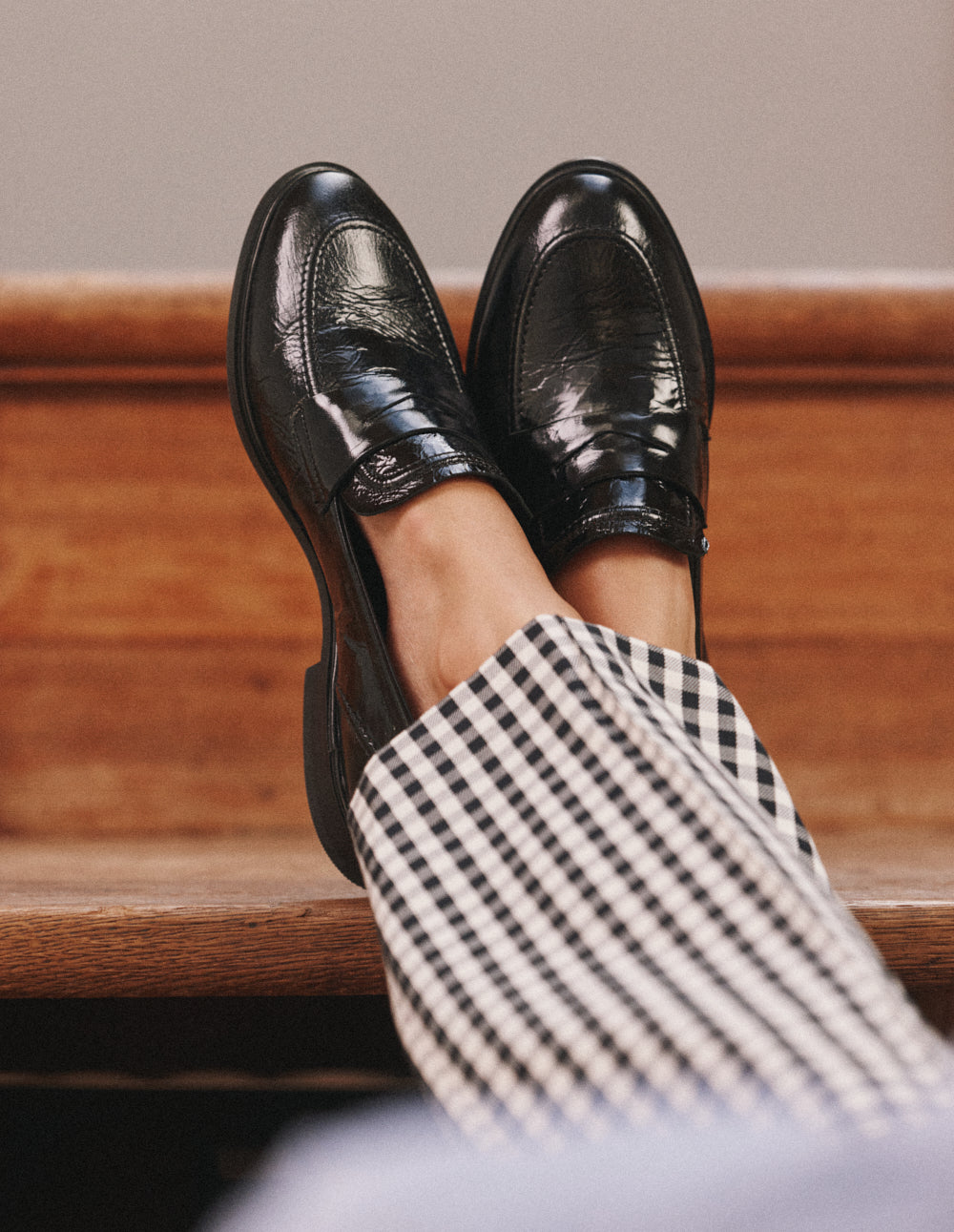 Mocassins Mako - Cuir plissé noir