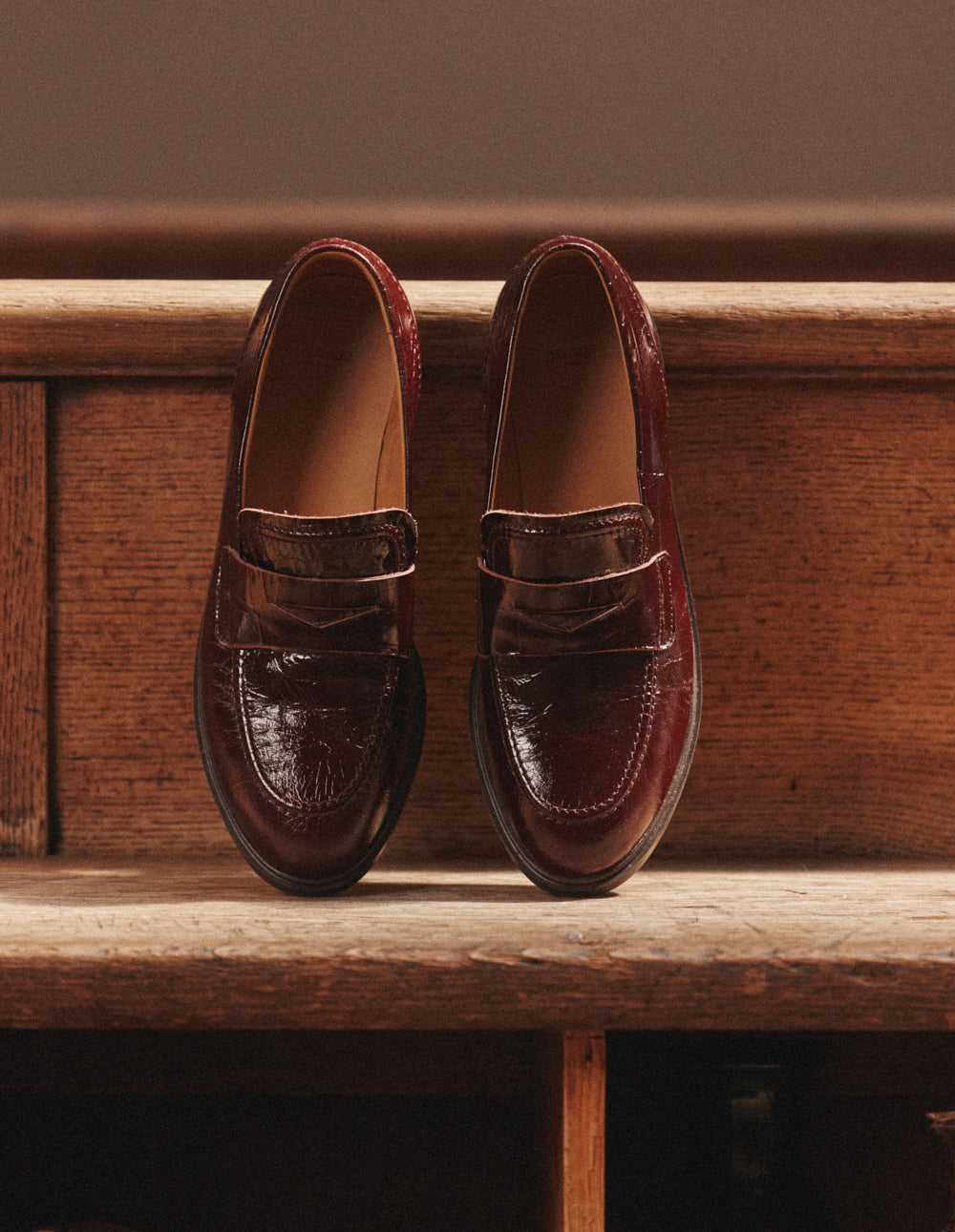 Mocassins Mako - Cuir plissé marron