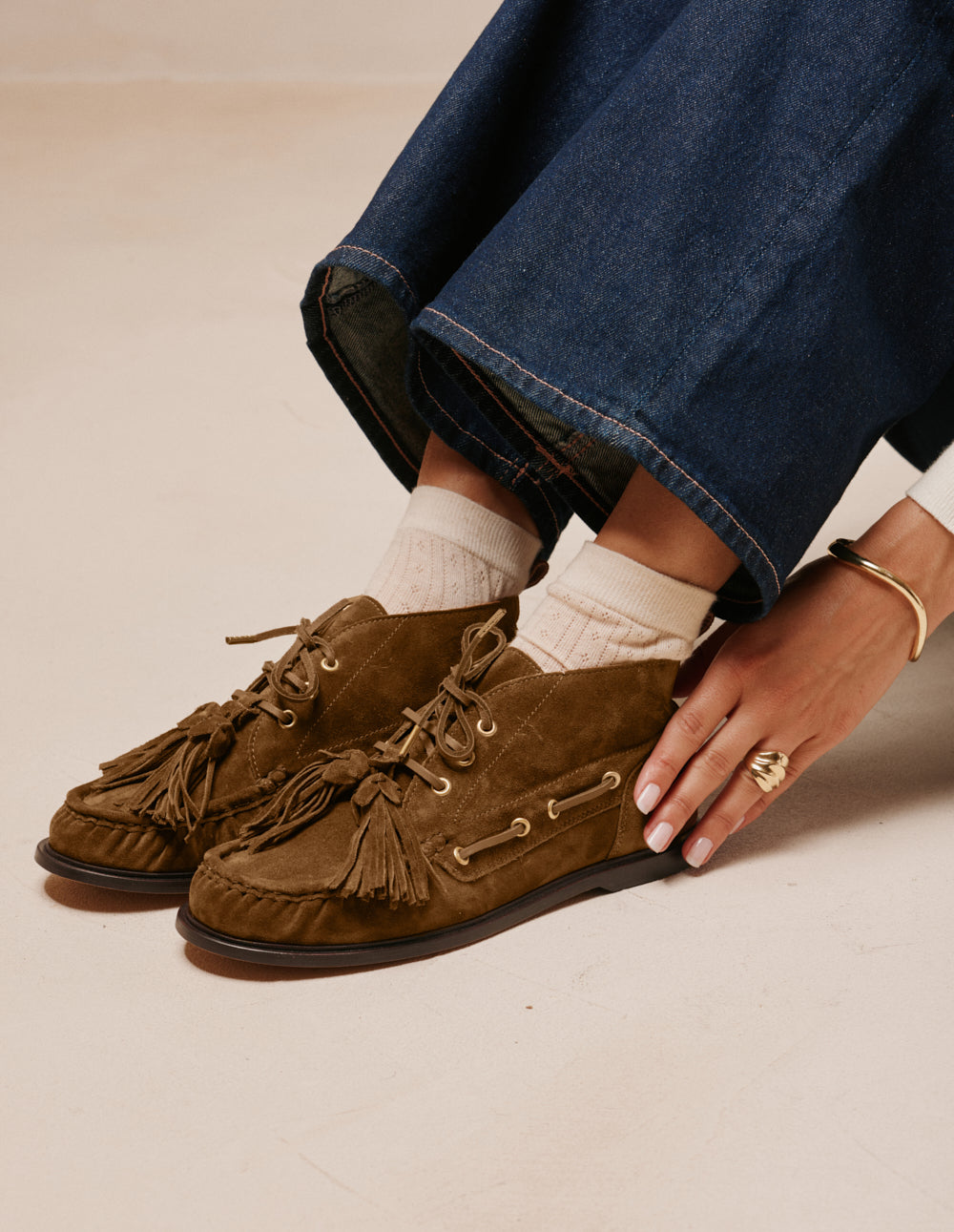Bottines à lacets Mara - Suède kaki
