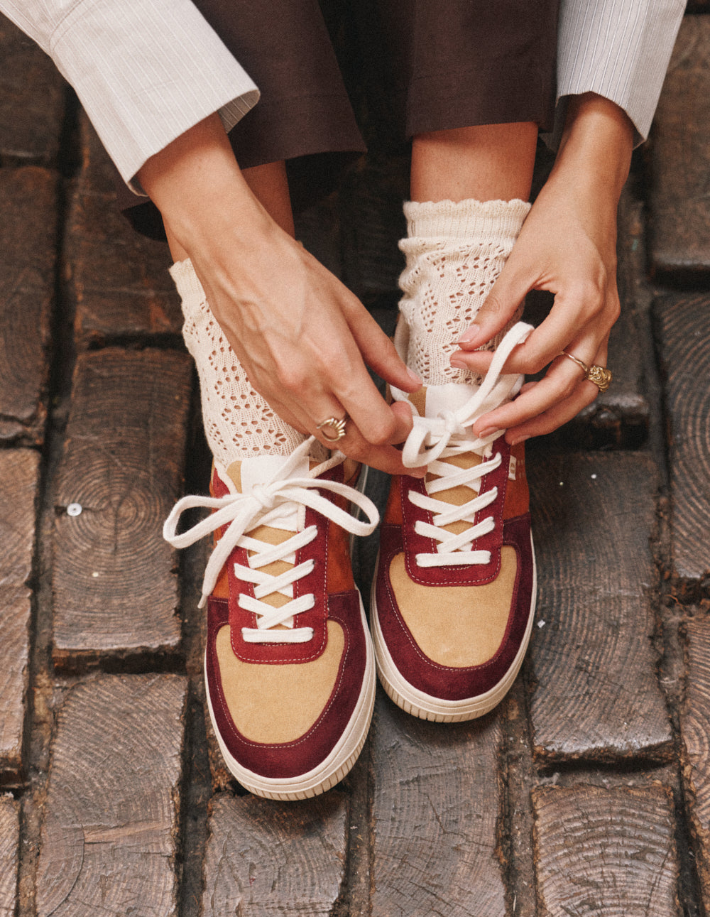 Maxence F Low-top Trainers - Burgundy Beige