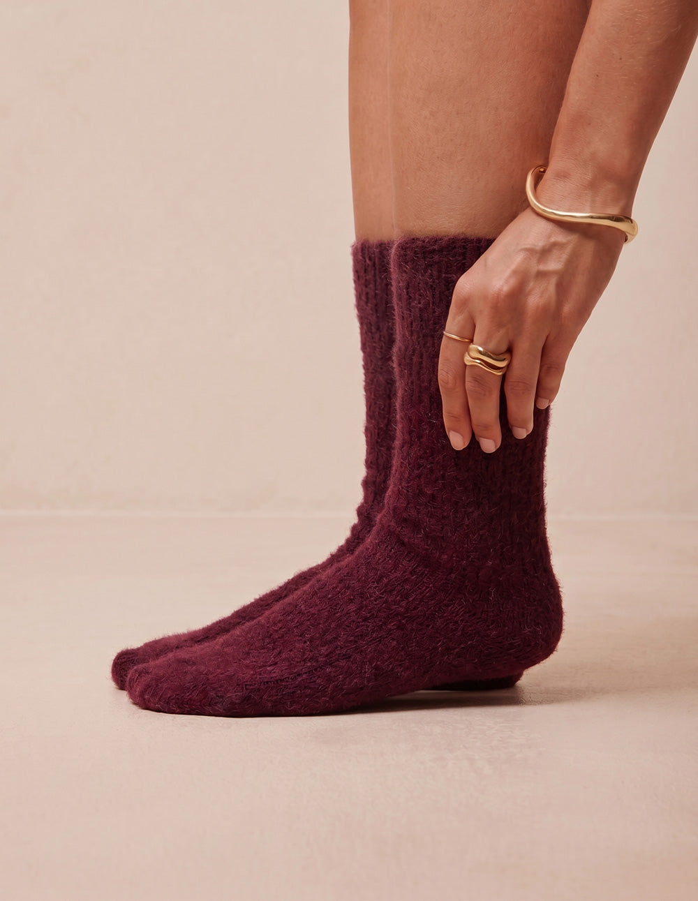 Paire de chaussettes - Mohair bordeaux