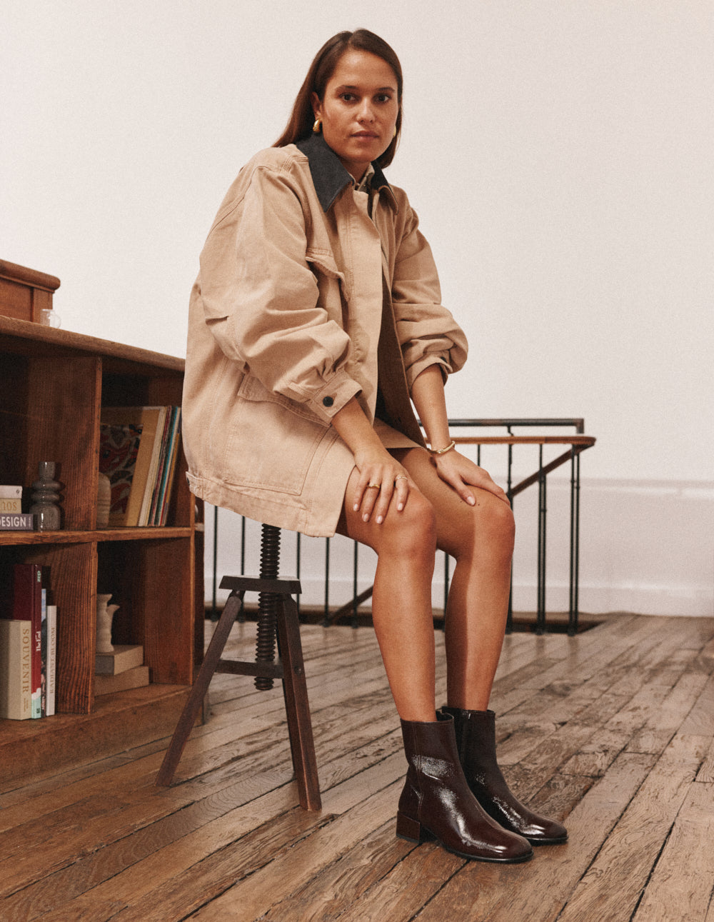 Moli ankle boots - Chocolate patent pleated leather