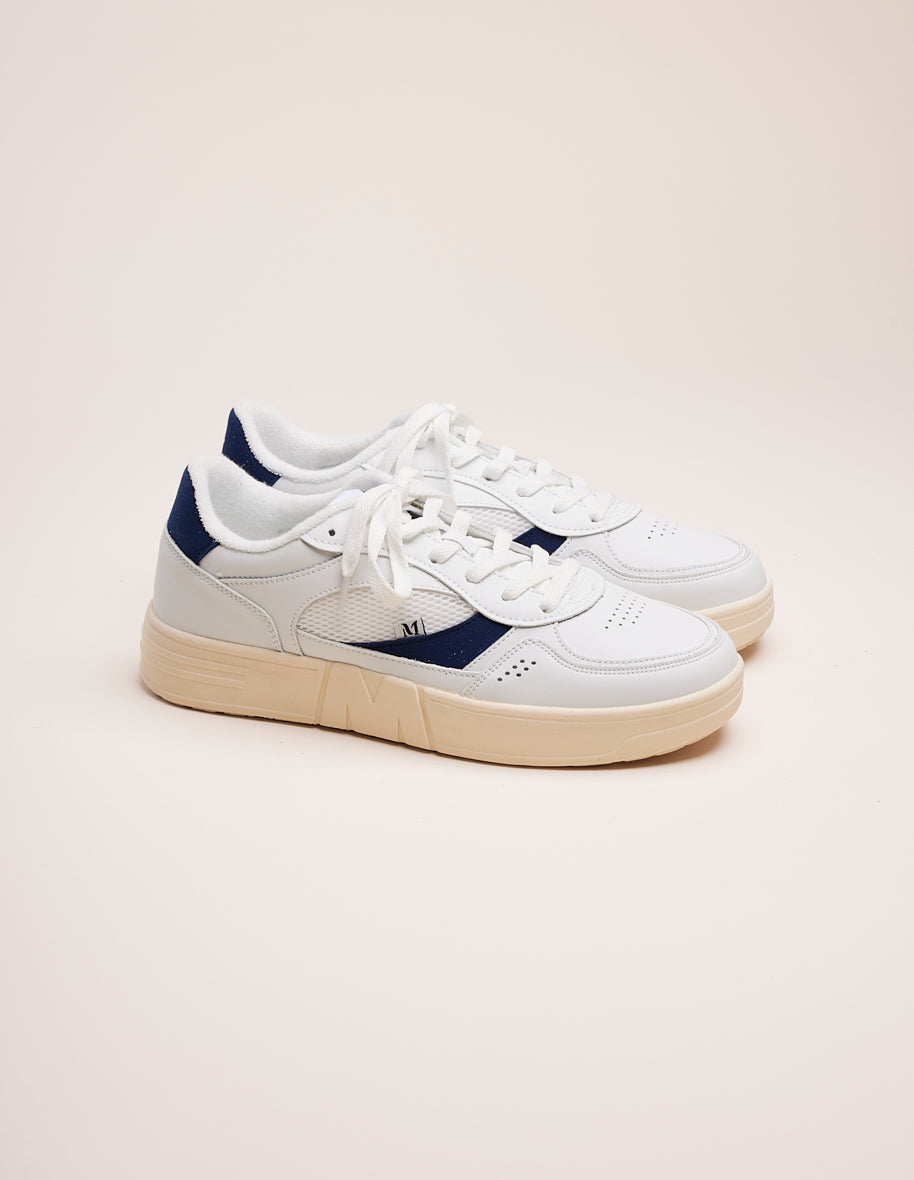 Low-top trainers Aimé - White and navy-blue recycled leather and vegan suede