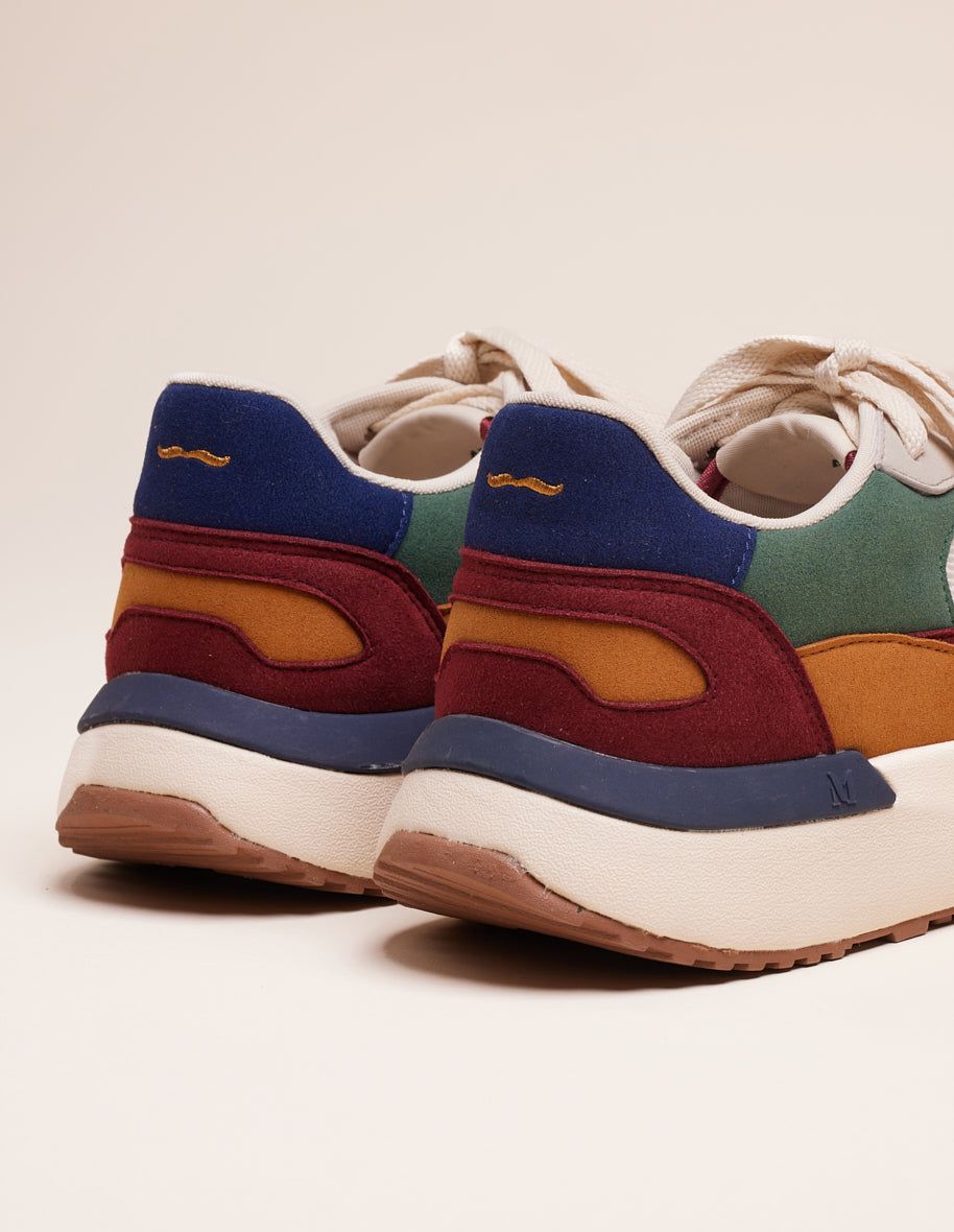 Low-top trainers Anael - Vegan suede and burgundy navy ecru mesh