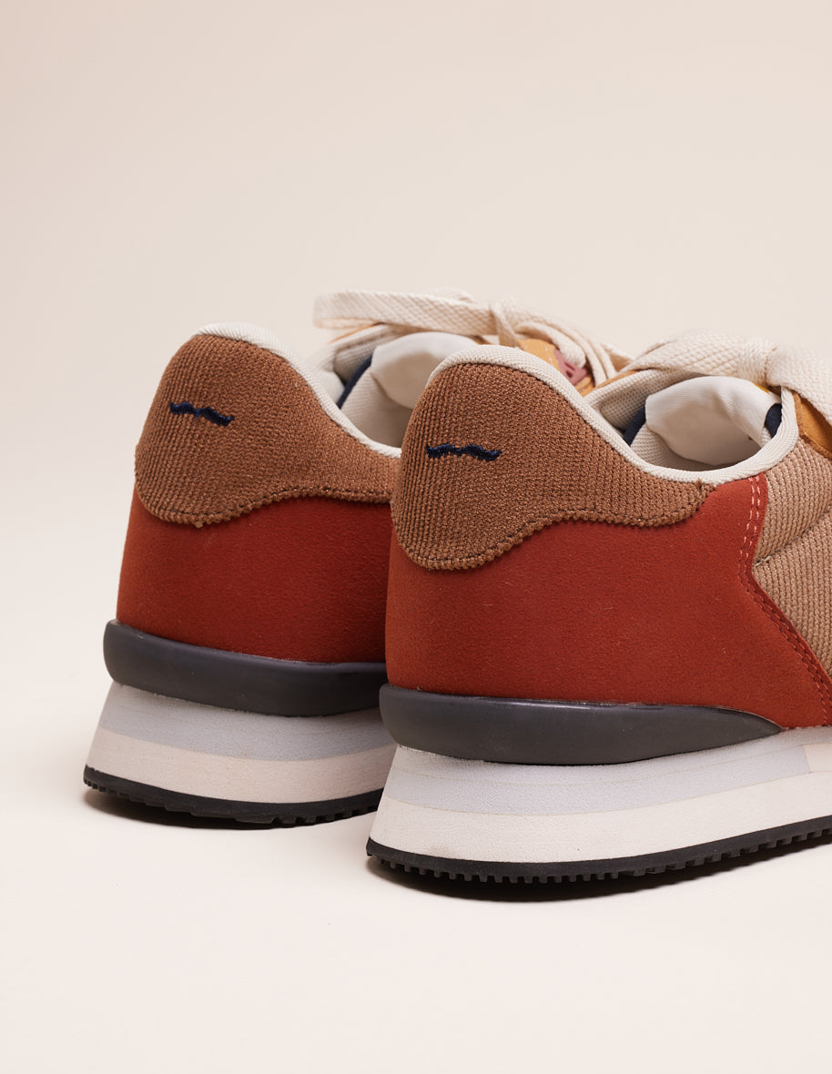 Vegan men s low sneakers brown velvet beige Andre
