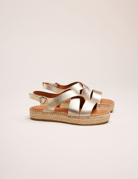 Espadrilles plates Chantal Cuir graine champagne