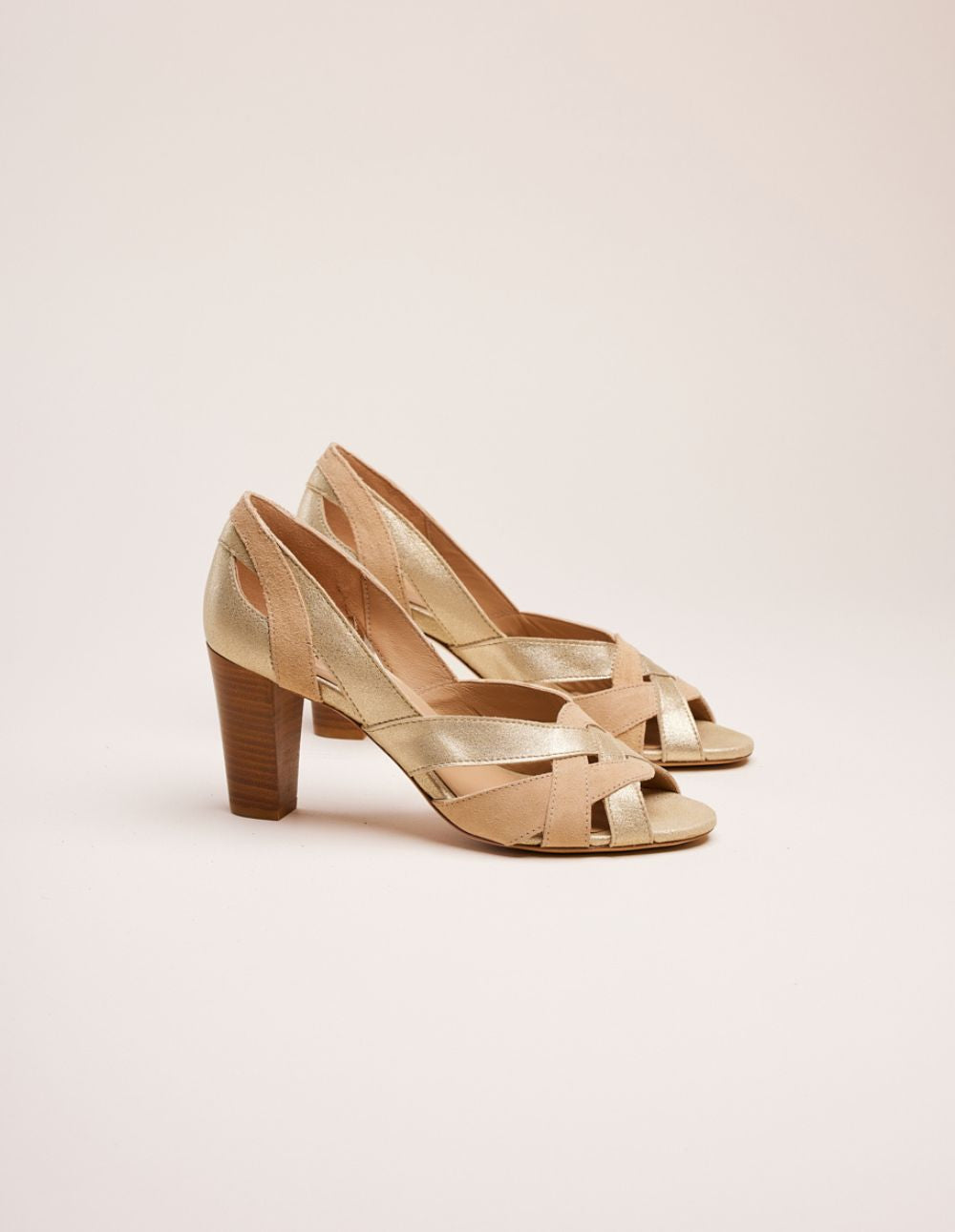 Clémentine H - Lamé Champagne and Beige Lamé Leather