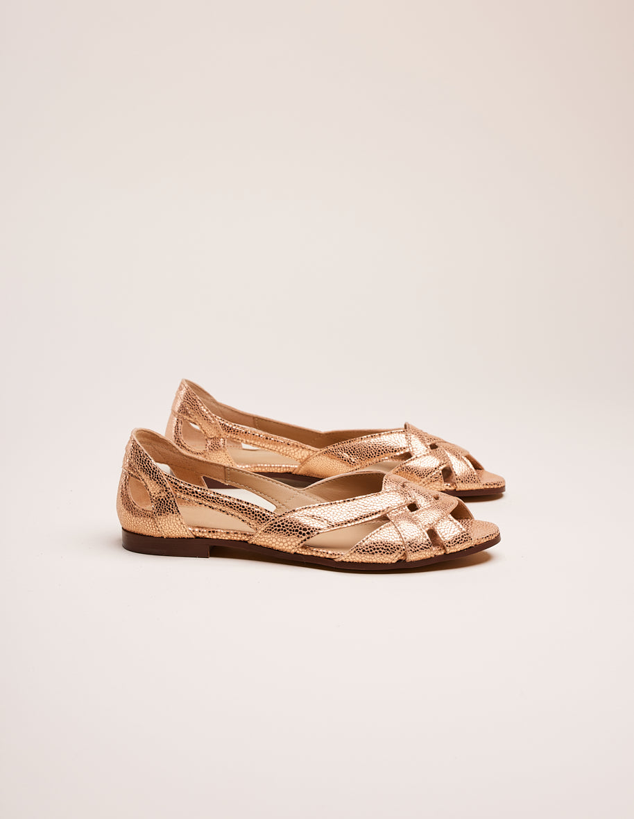 Sandales Clémentine - Cuir craquelé rose