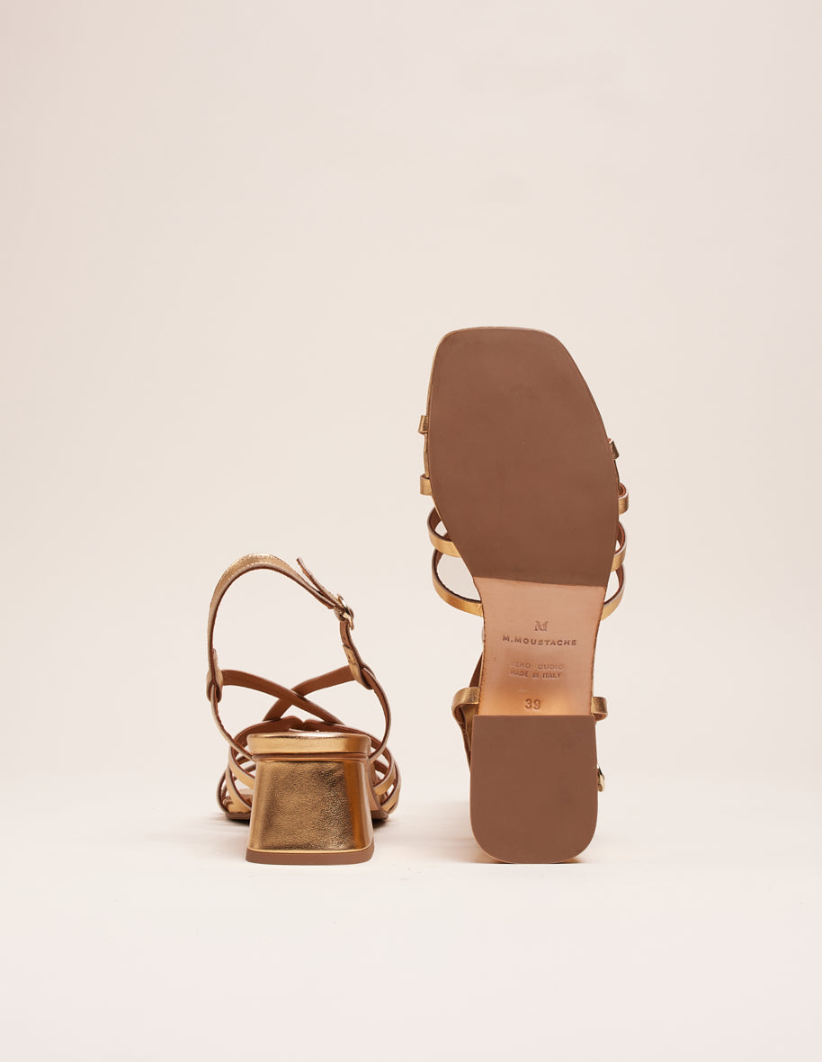 Sandales à talons Emilie - Cuir doré