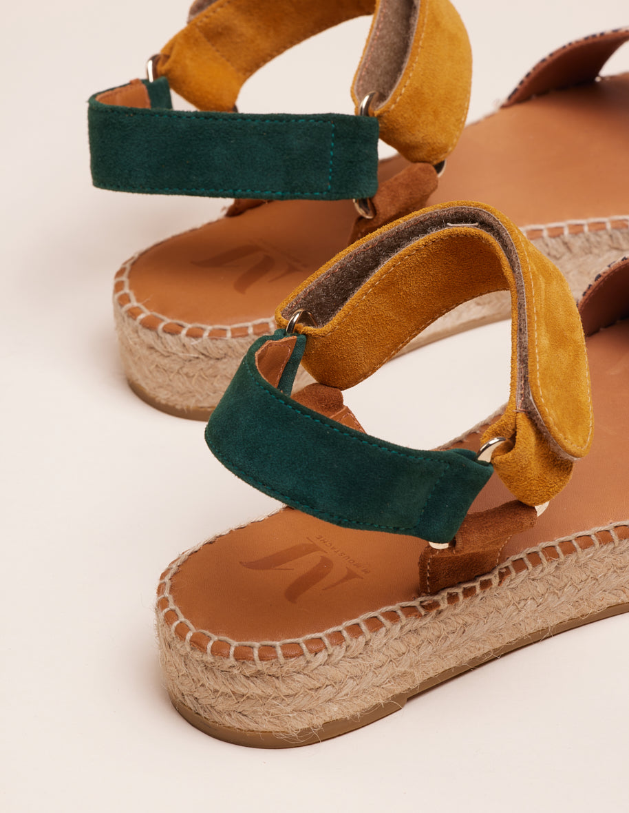 Espadrilles Flore - Suède sapin moutarde marron