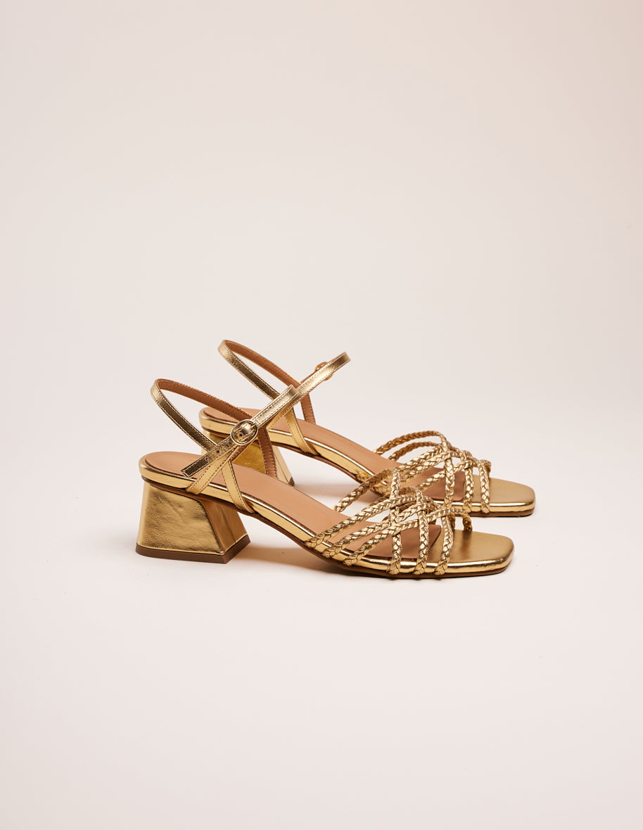 Sandales à talons Lily - Cuir doré