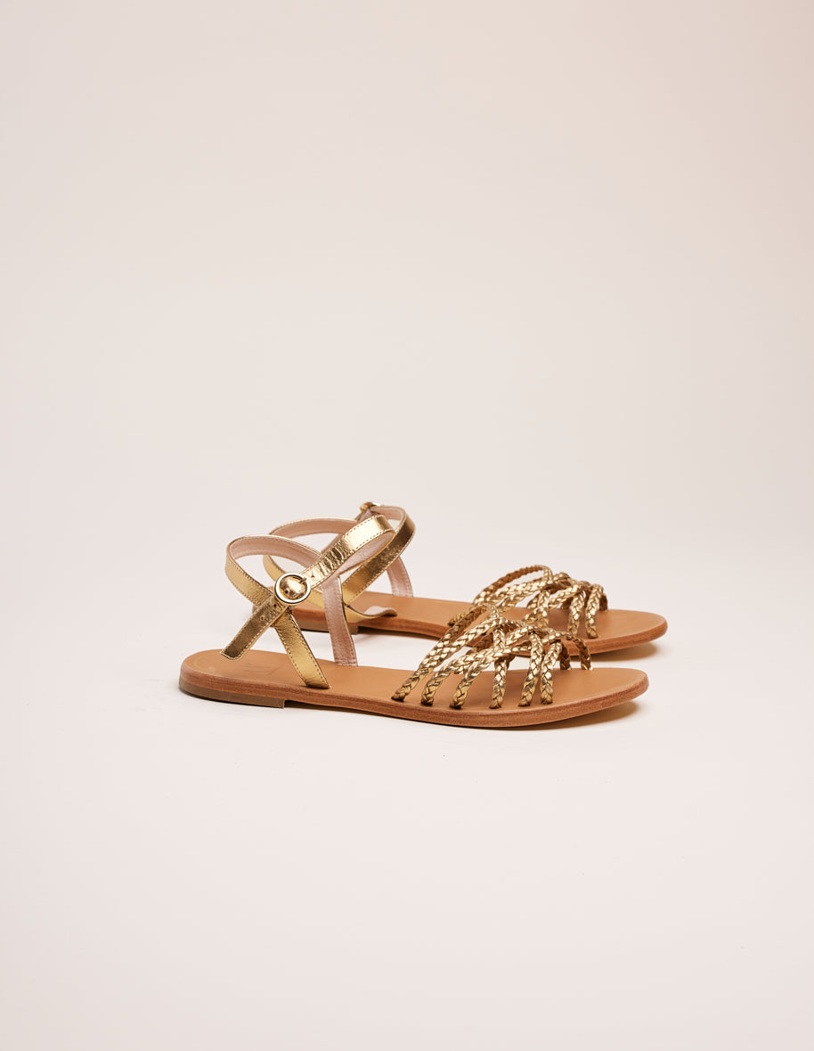 Sandales plates Romy - Cuir doré