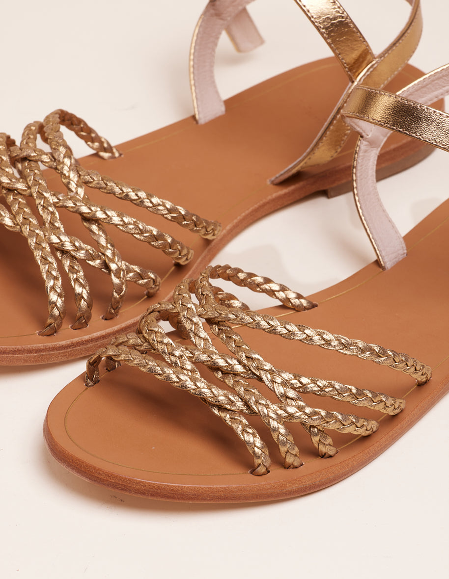 Sandales plates Romy - Cuir doré