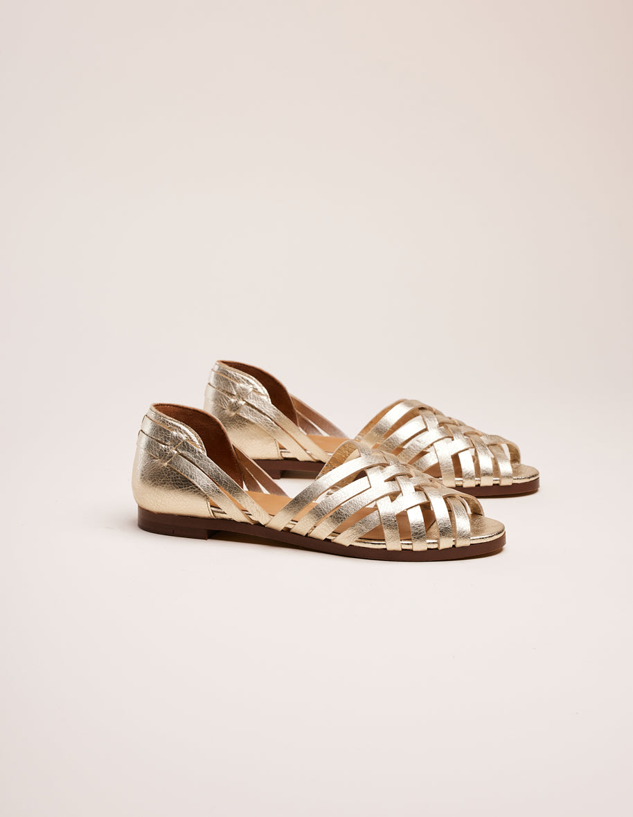 Sandales Roxanne - Cuir grainé champagne