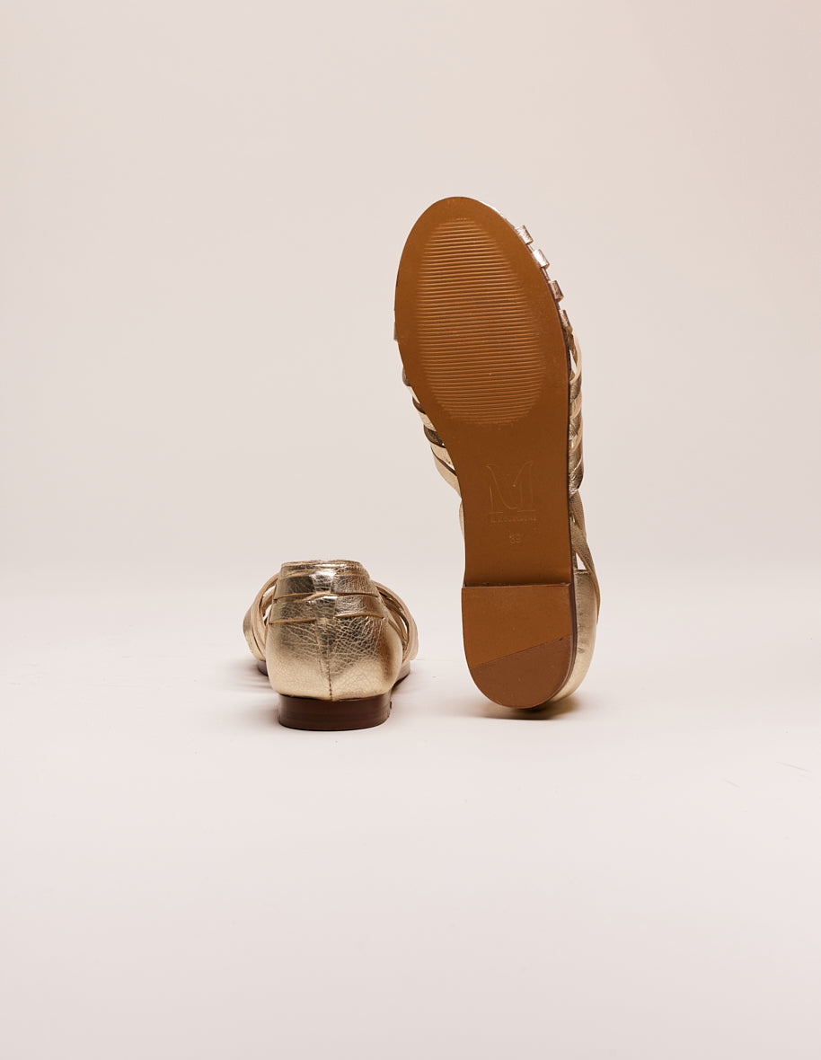 Sandales Roxanne - Cuir grainé champagne