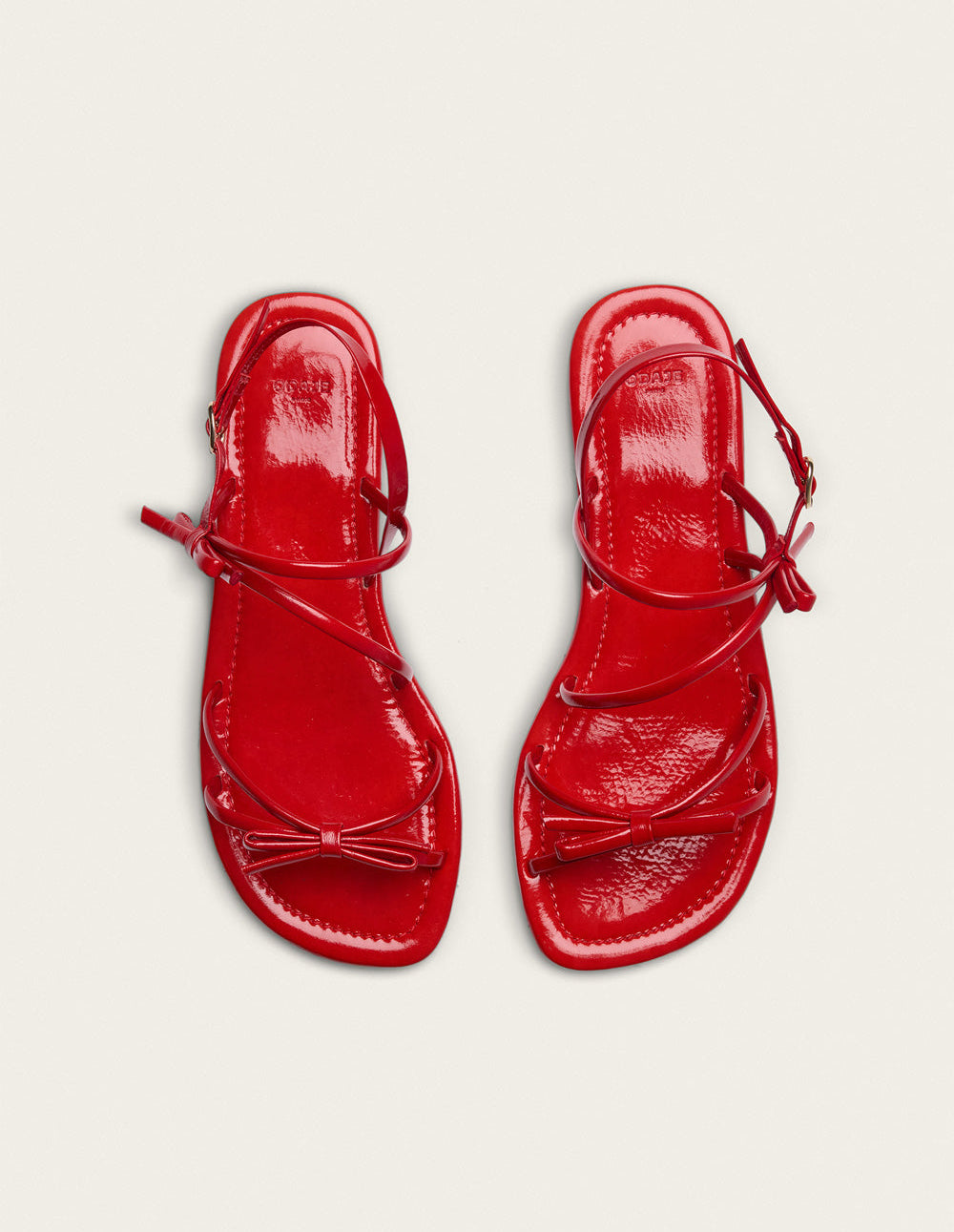 Nilu Sandals - Red Patent Pleated Leather