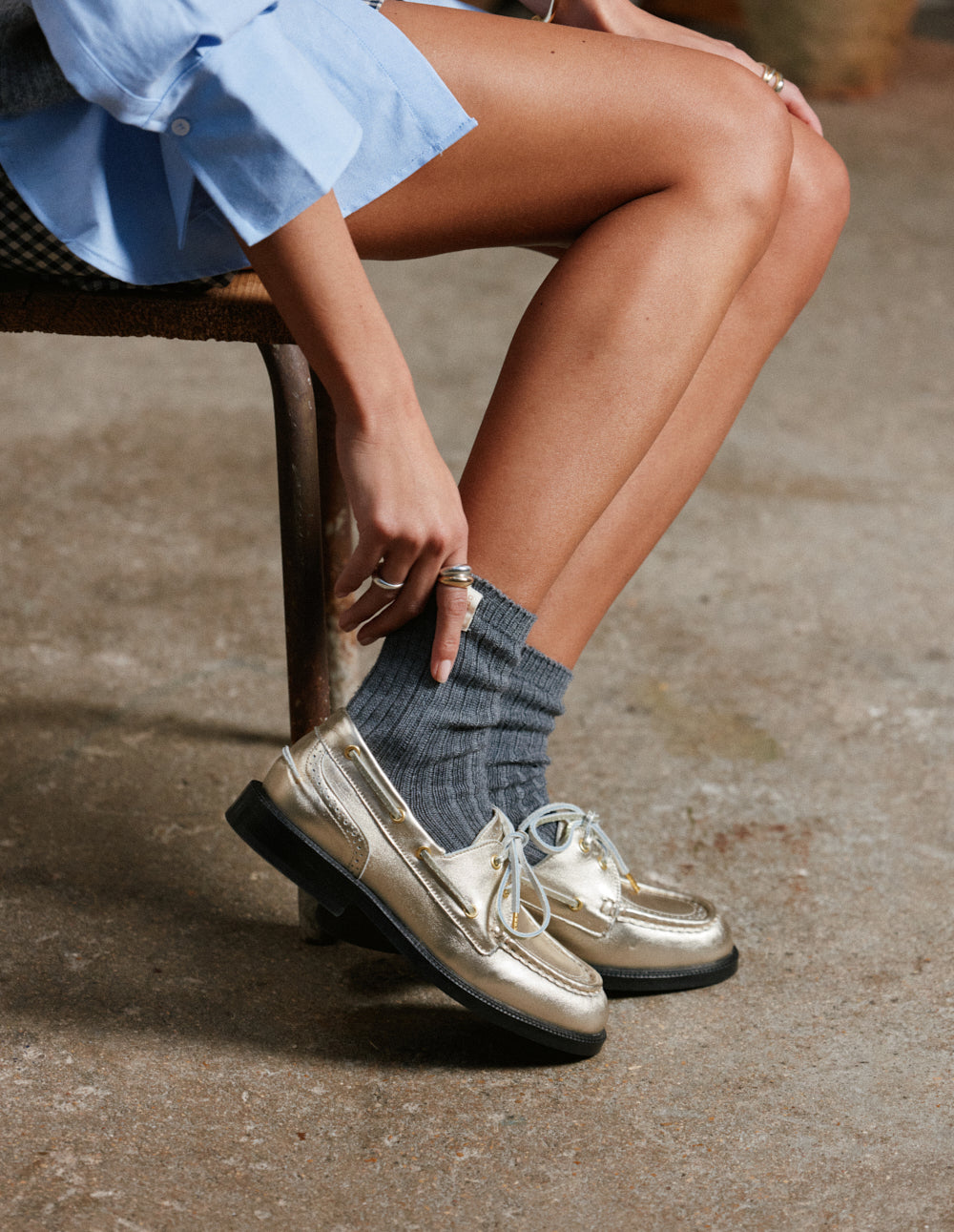 Niza Derbies - Gold Leather