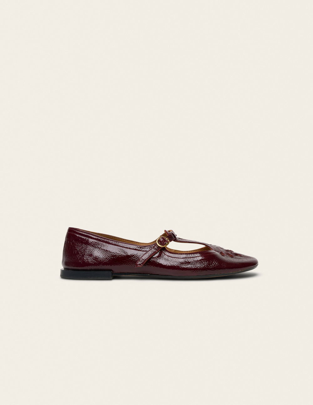 Ballerines Nola - Cuir plissé verni bordeaux