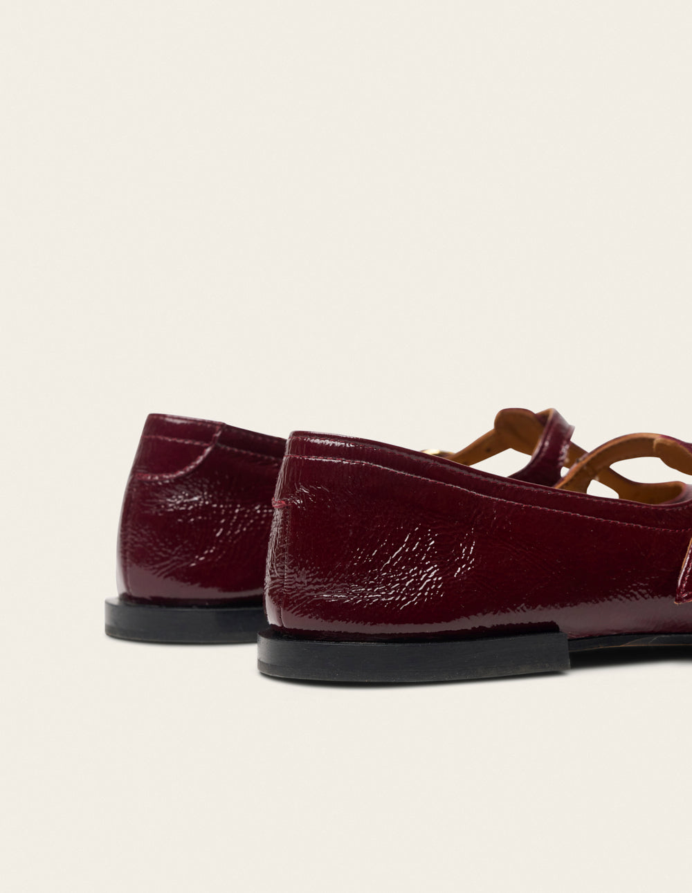 Ballerines Nola - Cuir plissé verni bordeaux