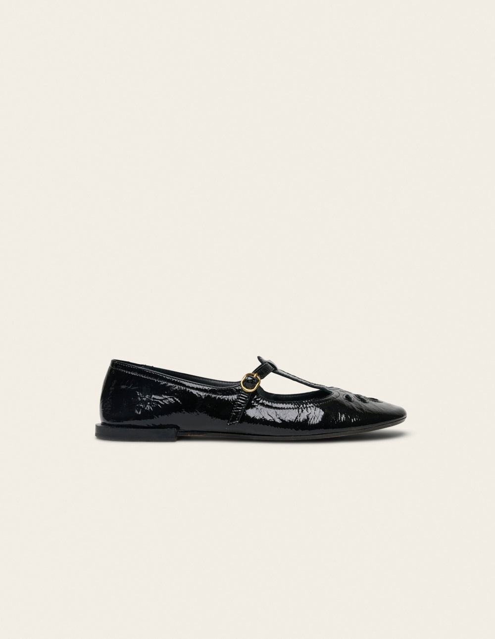 Ballerines Nola - Cuir plissé verni noir