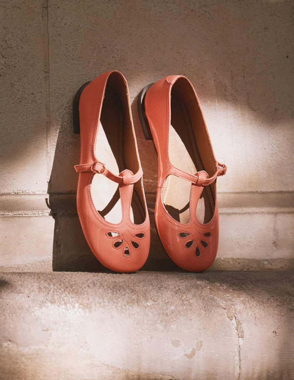 Ballerines Nola - Cuir verni pêche