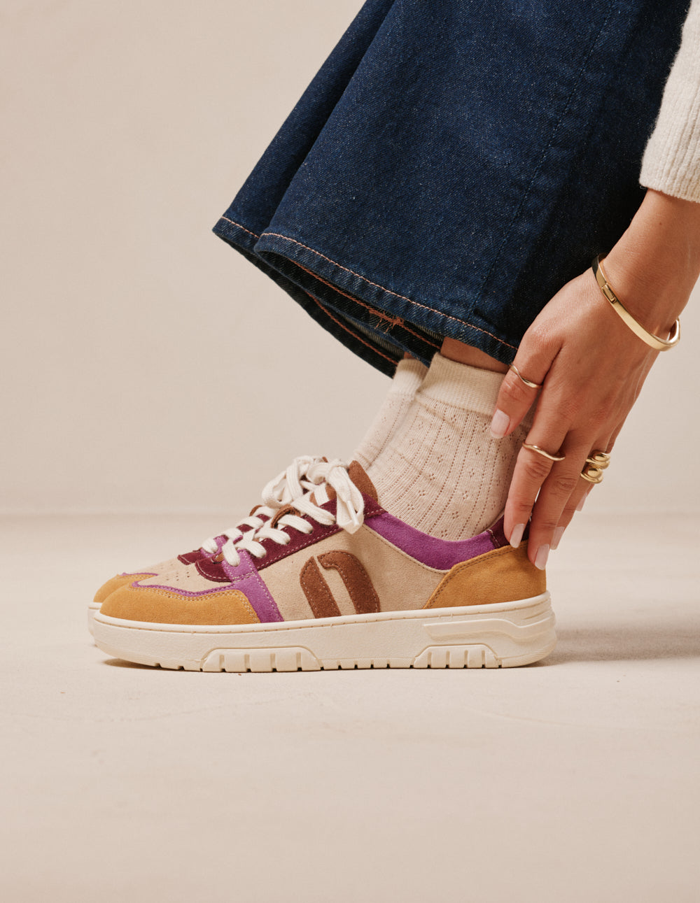 Nora low-top trainers - Ochre lilac beige