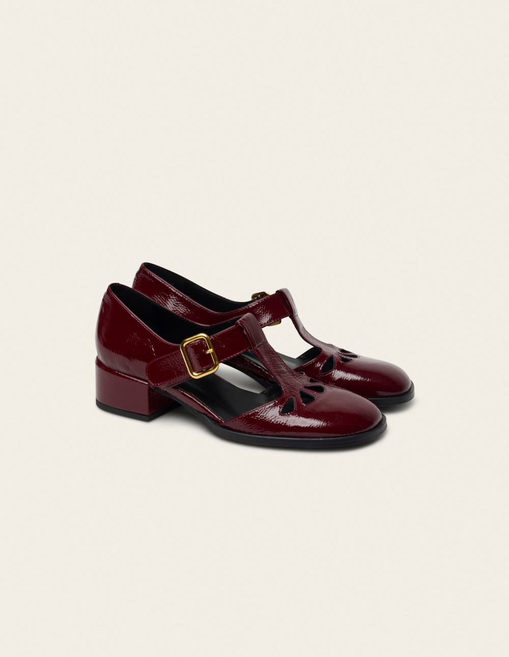 Omi pumps - Burgundy patent pleated leather