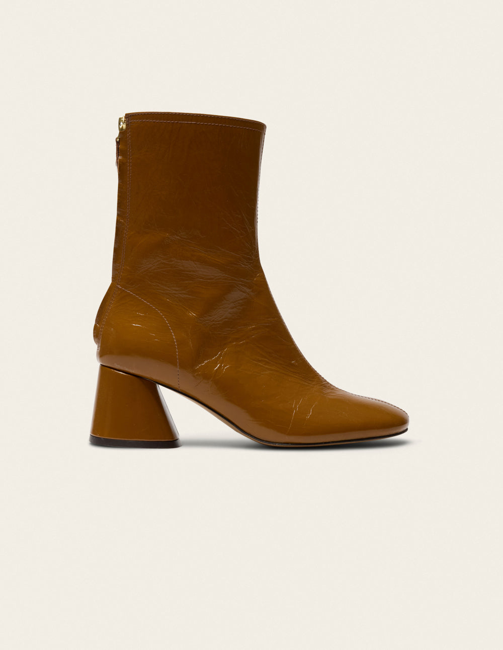 Ona heeled ankle boots - Camel pleated leather