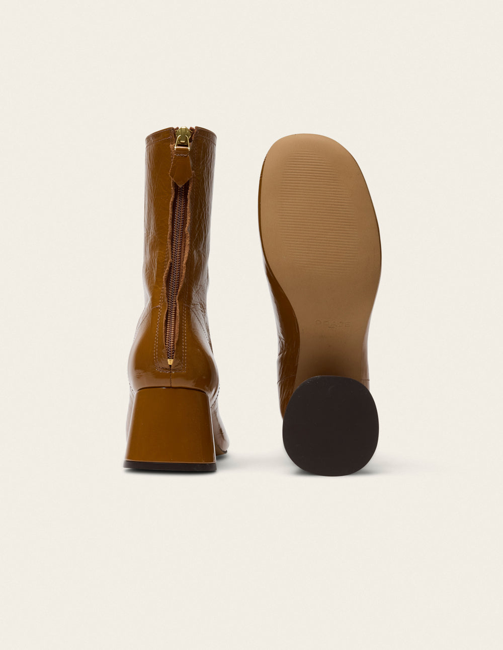 Ona heeled ankle boots - Camel pleated leather