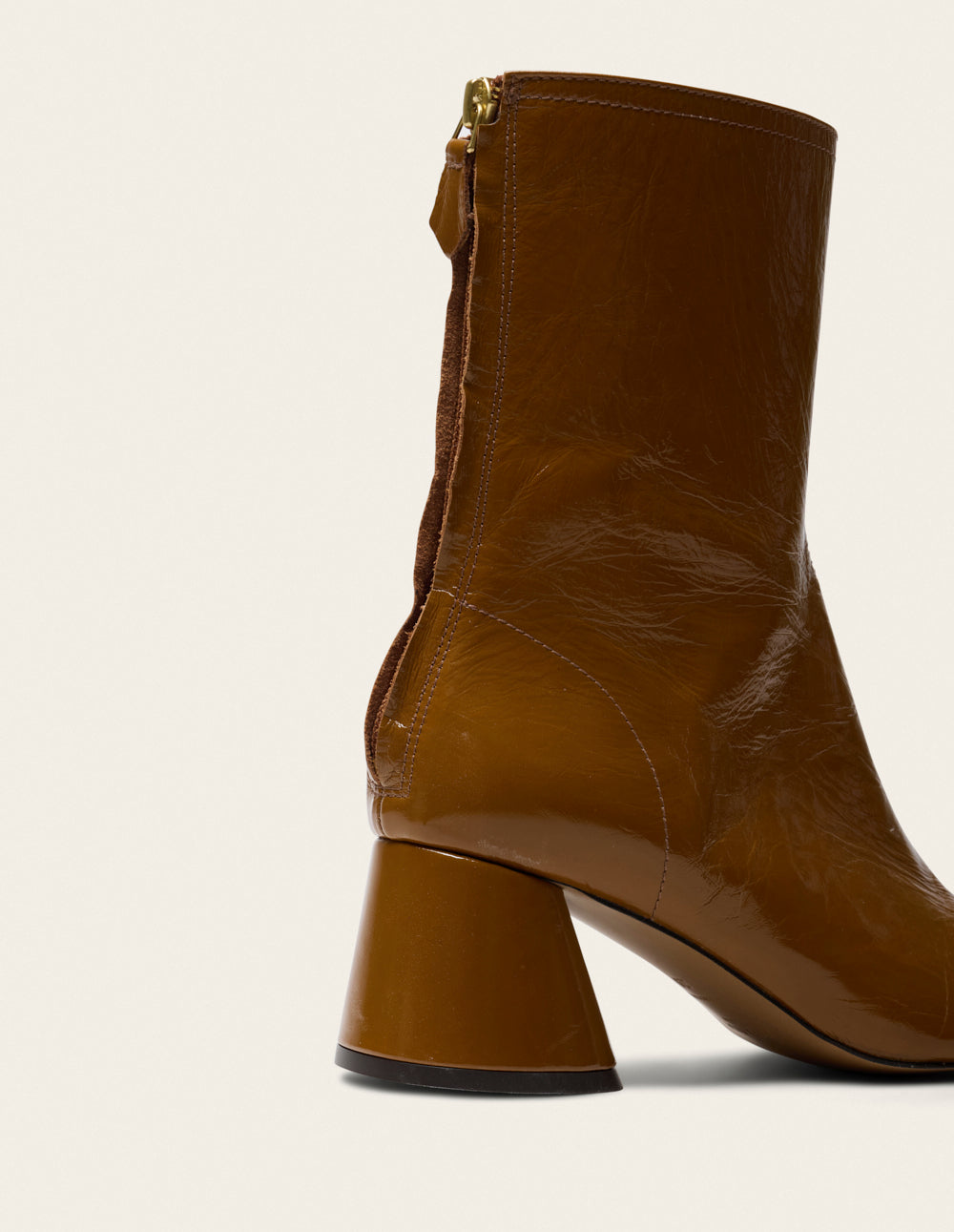 Ona heeled ankle boots - Camel pleated leather