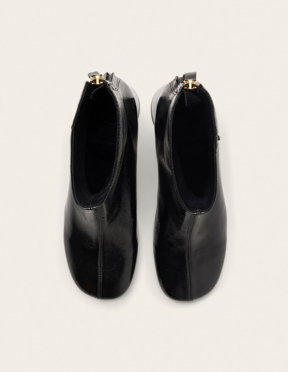 Ona heeled ankle boots - Black patent pleated leather