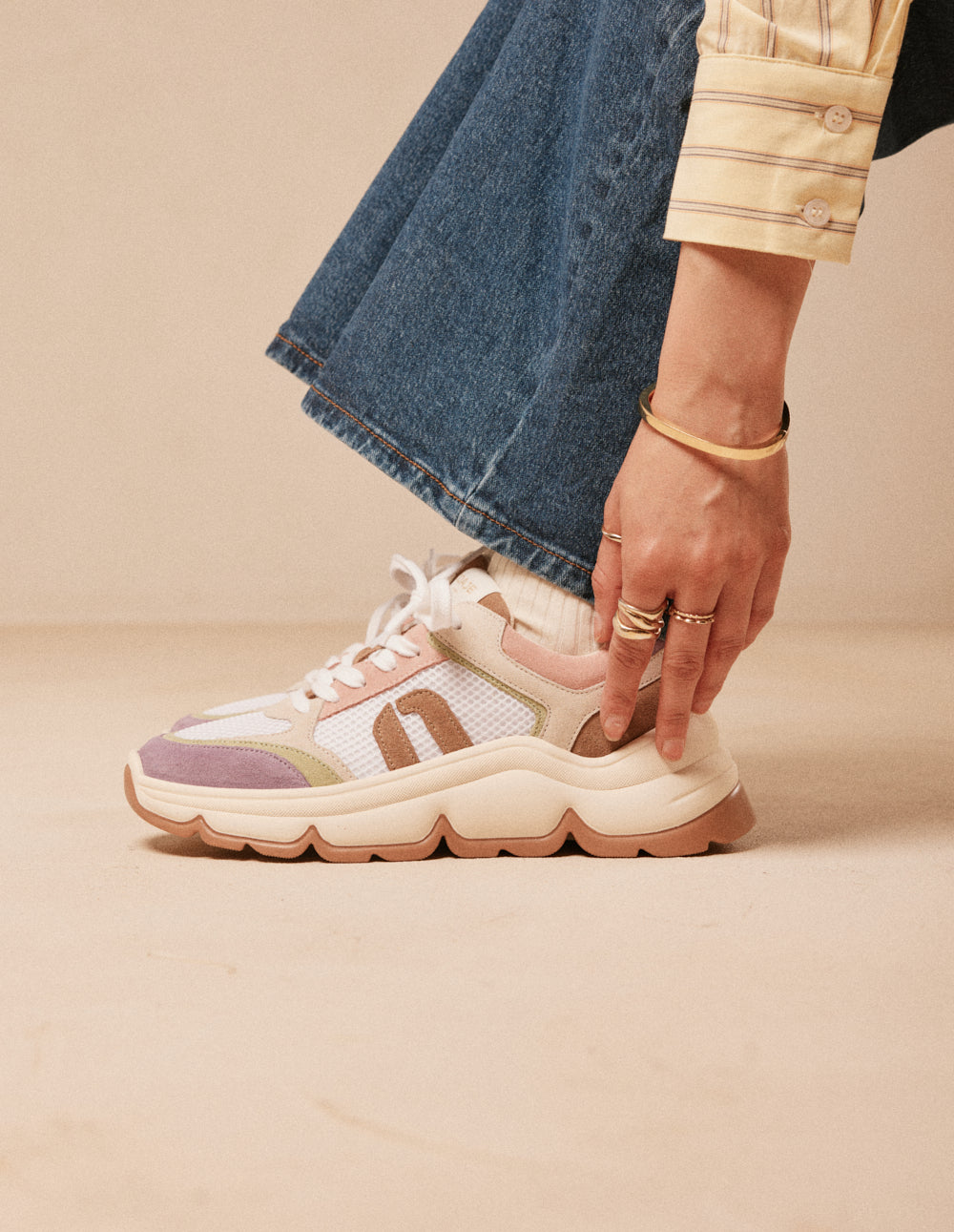 Orna low-top trainers - Lilac green white