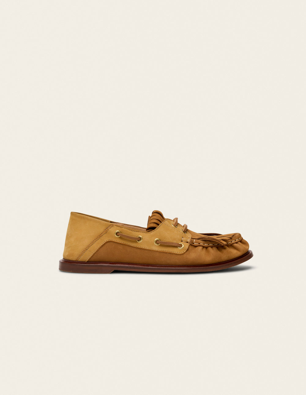 Ovel loafers - Beige and cognac nubuck