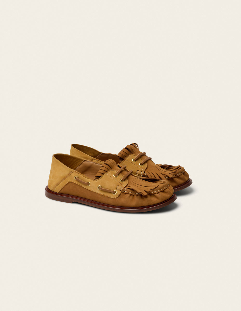 Ovel loafers - Beige and cognac nubuck