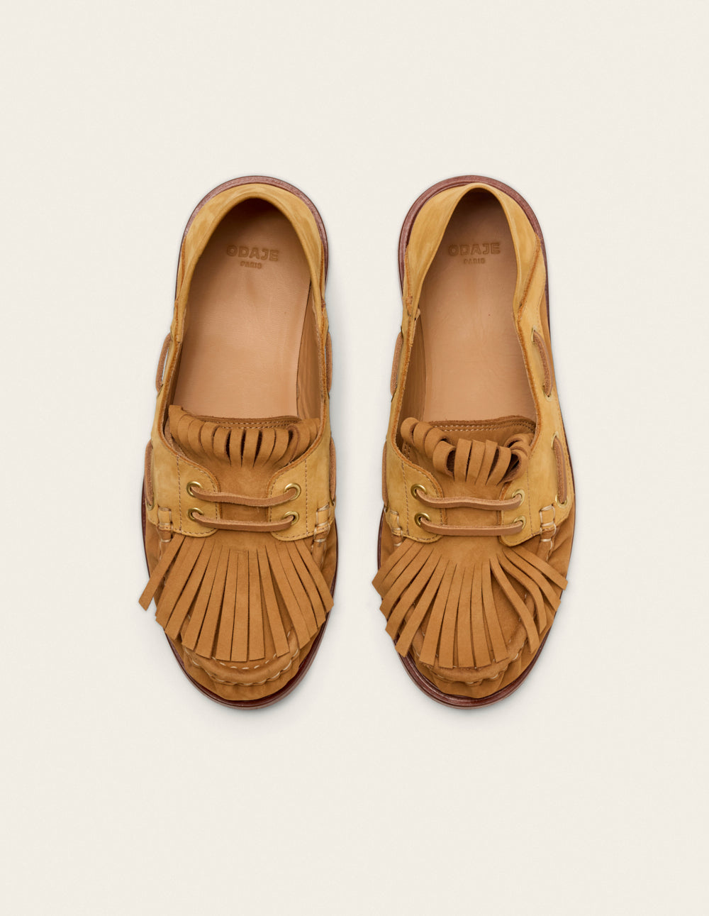 Ovel loafers - Beige and cognac nubuck