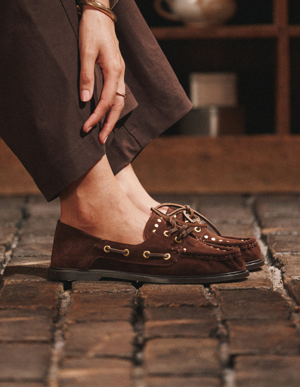 Ovel loafers - Chocolate Suede studs