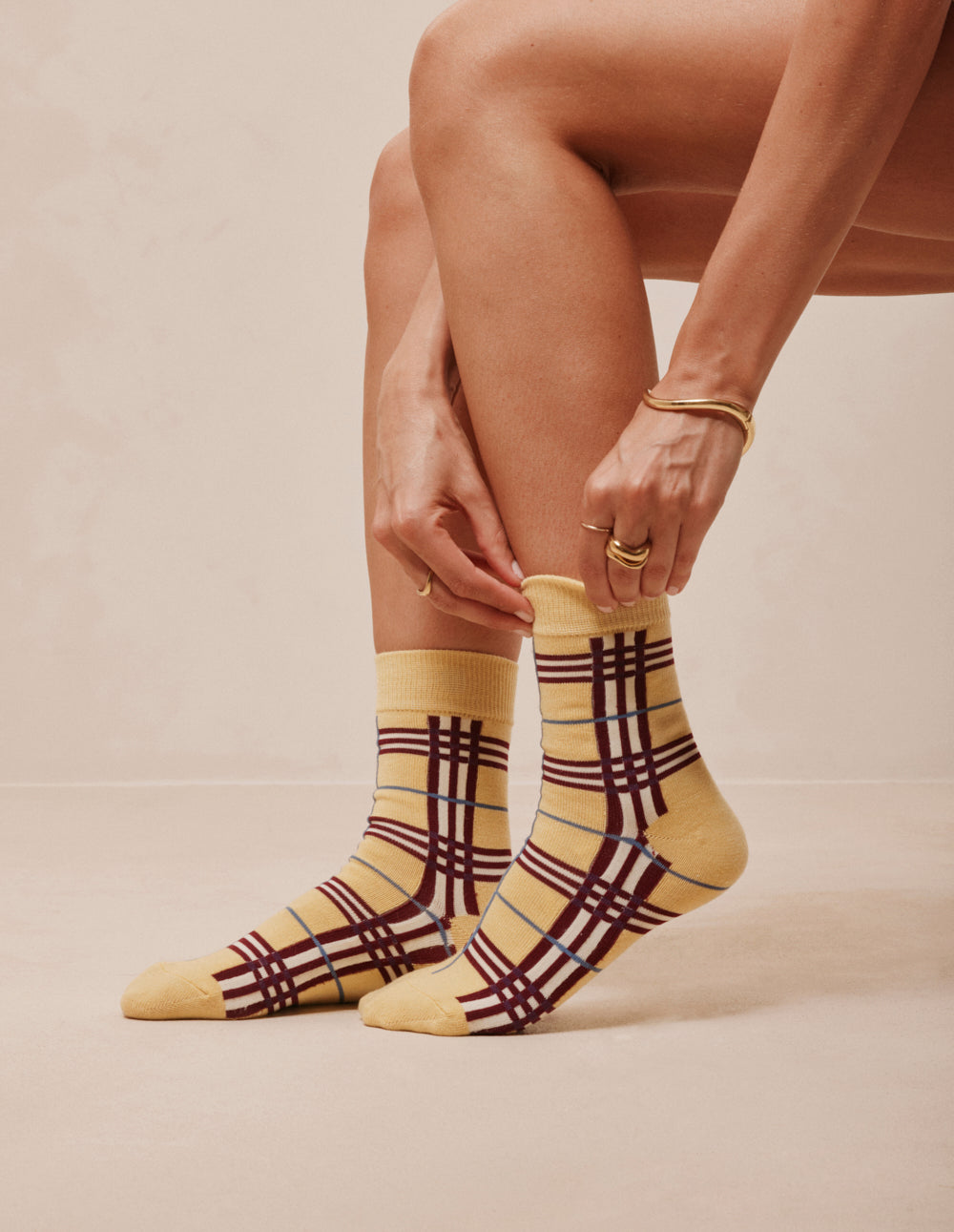 Paire de chaussettes - Tartan jaune