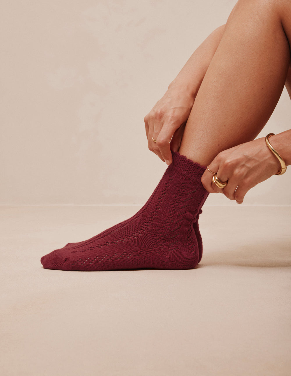 Paire de chaussettes - Ajourée bordeaux