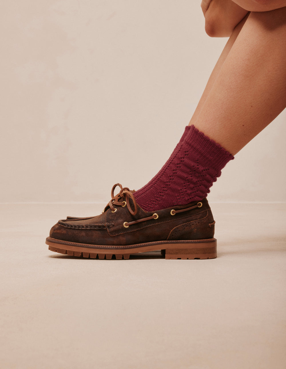 Paire de chaussettes - Ajourée bordeaux