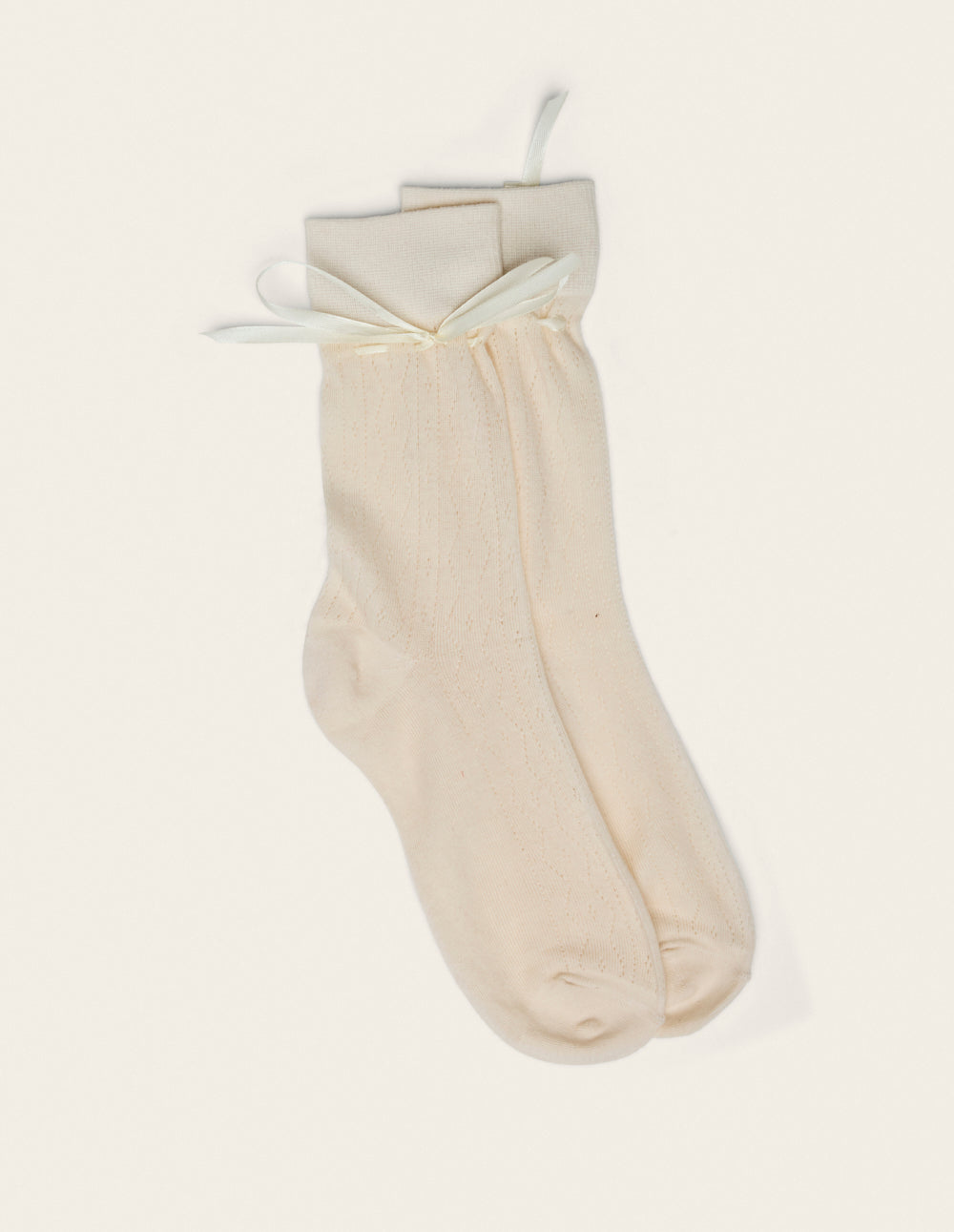Paire de chaussettes - Ajourée ruban écru