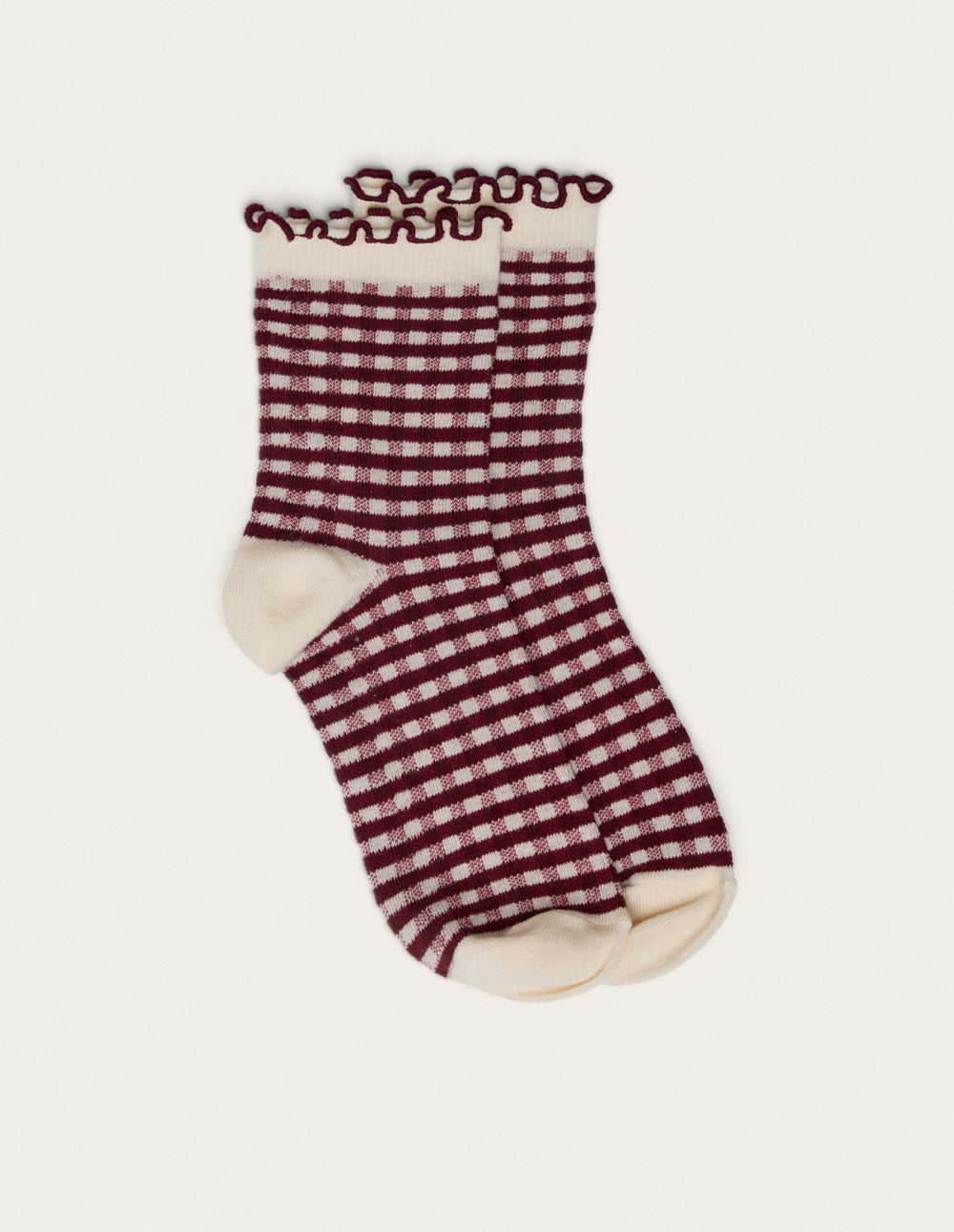 Paire de chaussettes - Froufrou vichy bordeaux