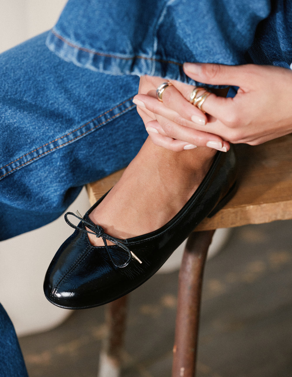 Ballerines Palea - Cuir plissé noir