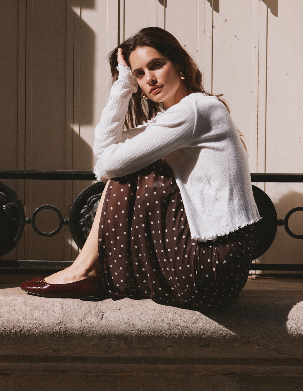 Ballerines Palea - Cuir plissé verni bordeaux