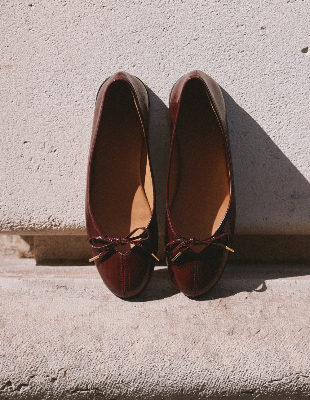 Ballerines Palea - Cuir plissé verni bordeaux