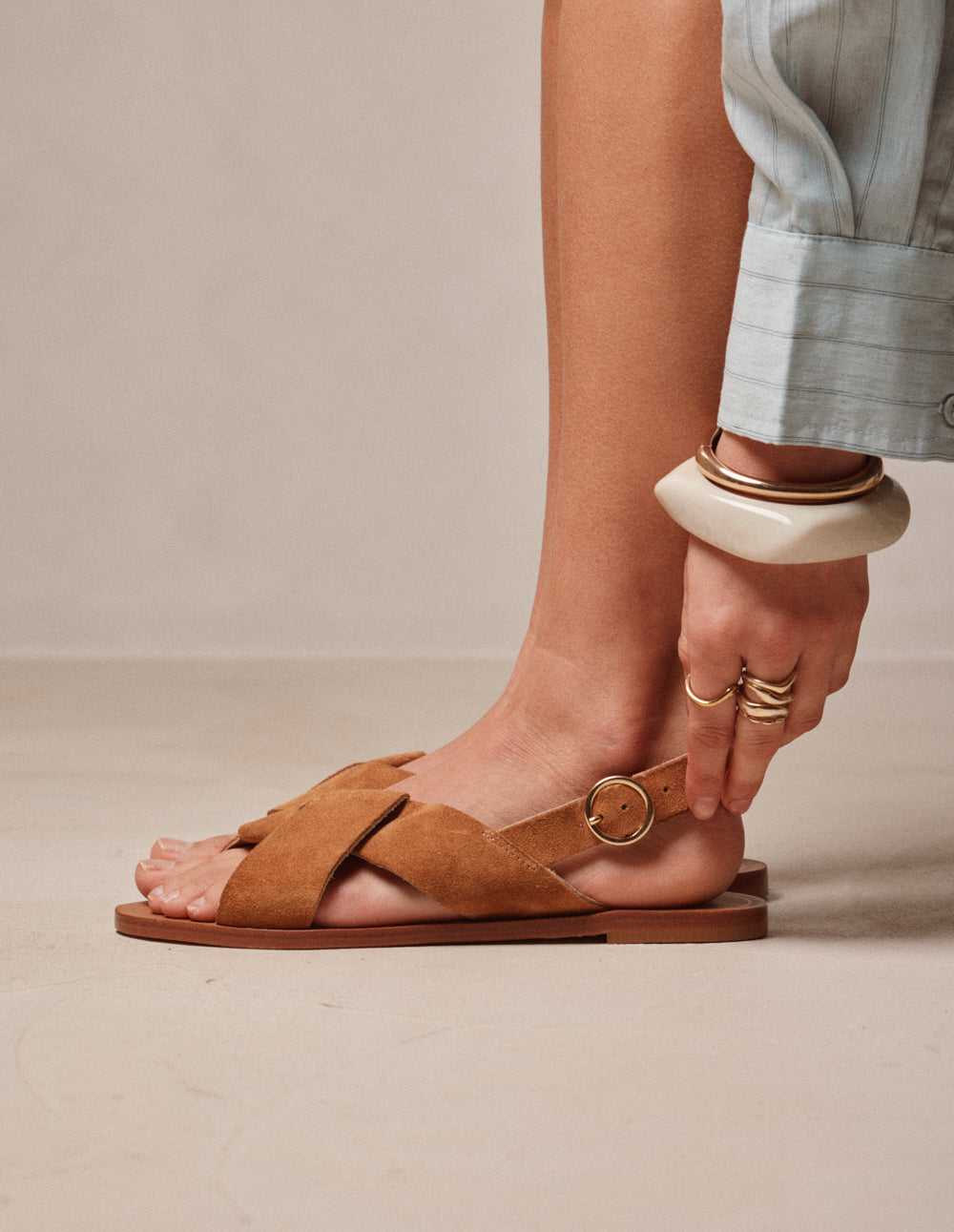 Paloma Sandals - Amber suede