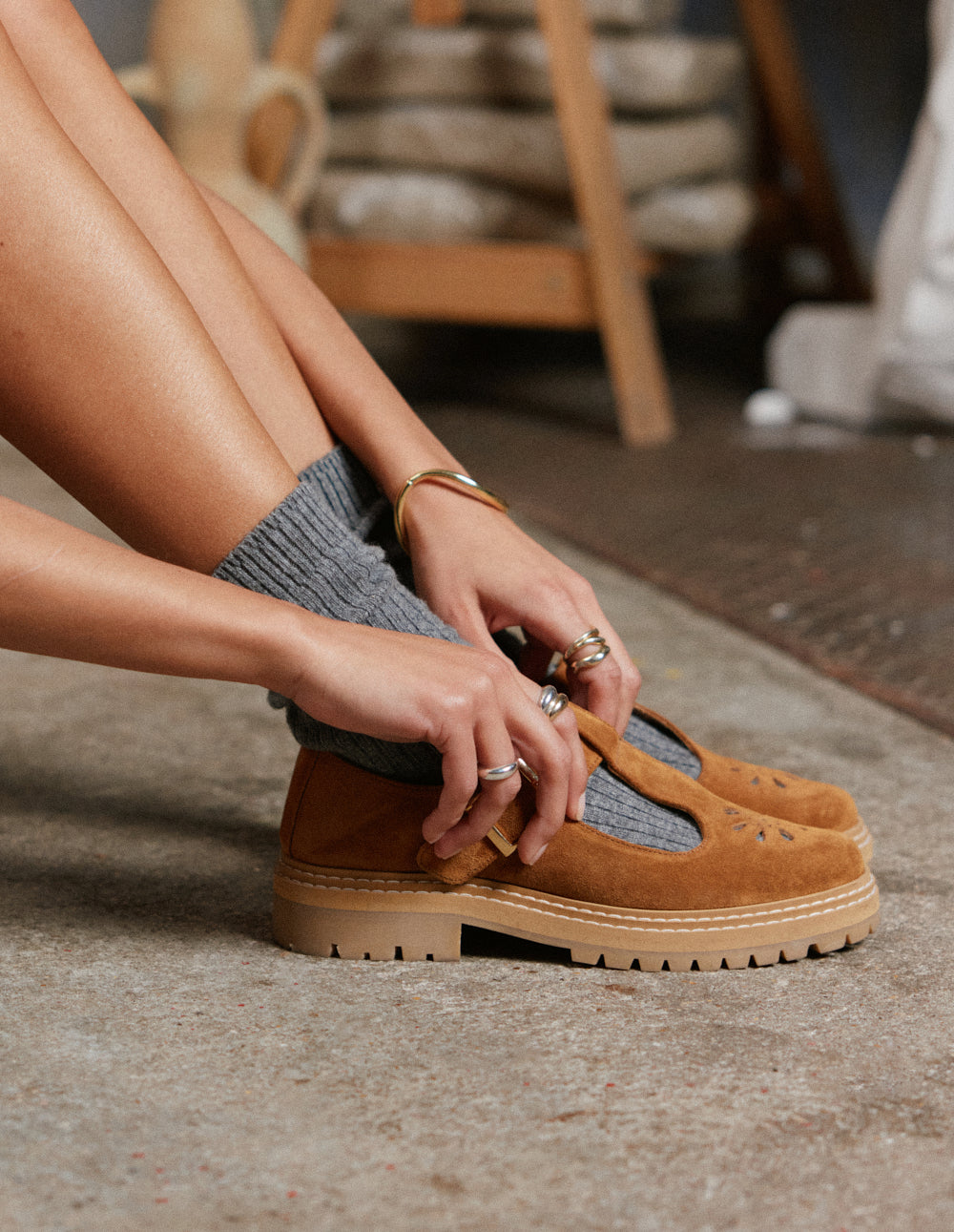 Derbies Romane Ajourée - Suède ambre